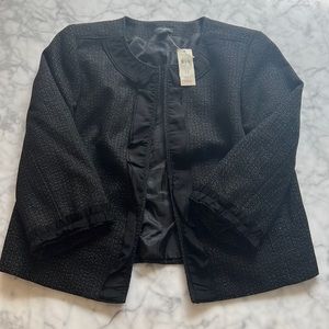 Ann Taylor modern blazer with 3/4 sleeves and grosgrain ruffle trim. Size 12